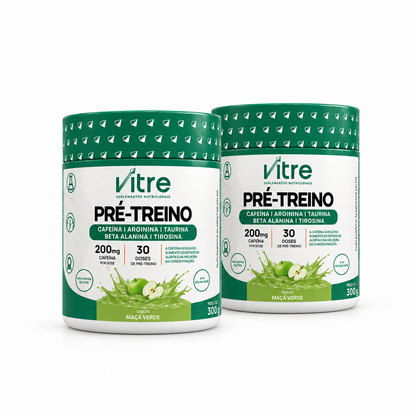 Kit 2 Pré-treinos Maçã Verde 300 g - 60 doses