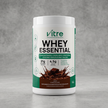 Whey Protein Concentrado 70% 900g  • 21g de Proteína • Sabor Chocolate