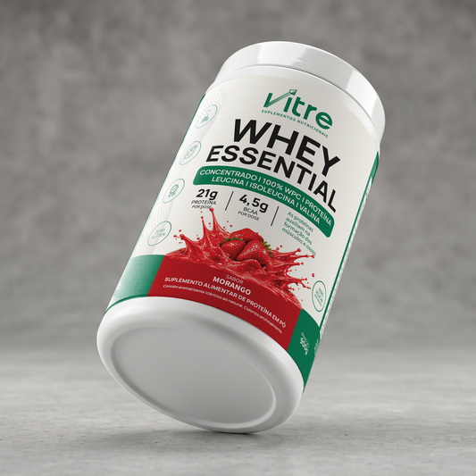 Whey Protein Concentrado 70% 900g  • 21g de Proteína • Sabor Morango