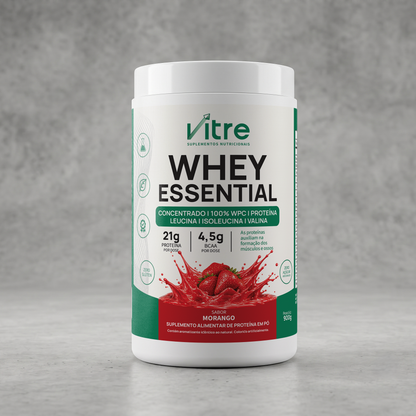 Whey Protein Concentrado 70% 900g  • 21g de Proteína • Sabor Morango